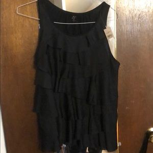 Loft black ruffled tank